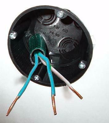 Przewody w środku skrzynki przeznaczone dla urządzenia elektrycznego