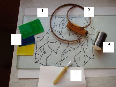 Narzędzia i materiały do wykonania witrażu